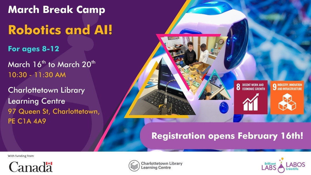Charlottetown Library Learning Centre March Break Camp feature poster