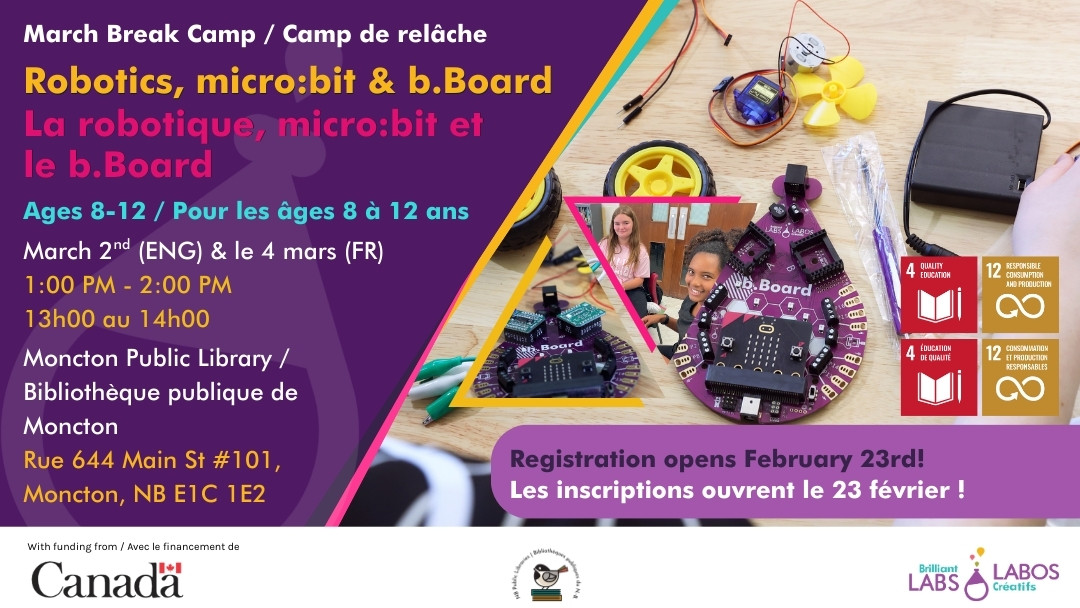 Moncton Library March Break program feature poster